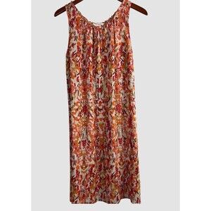 SUNDANCE Sleeveless Midi Dress Med Silk Orange Floral Lined Cottagecore Vacation